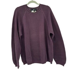 Peruvian Connection Roll Neck Eggplant Purple Fisherman Sweater Pima Cotton XL